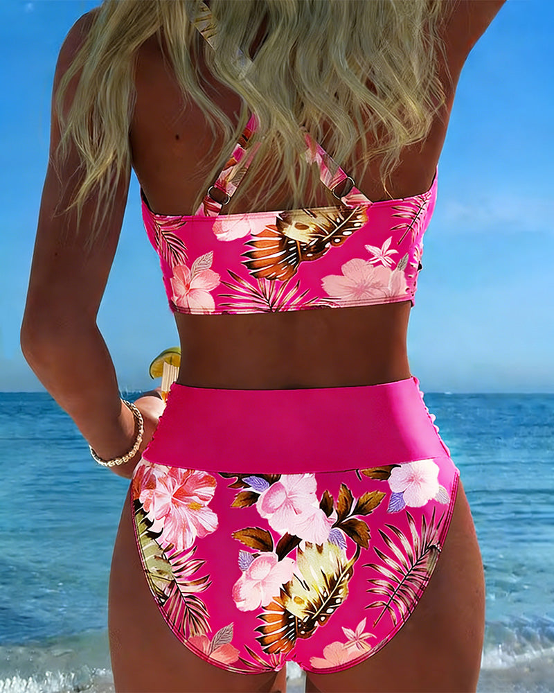 Eleonora | Bikini con Fantasia Floreale a Contrasto e Spacco