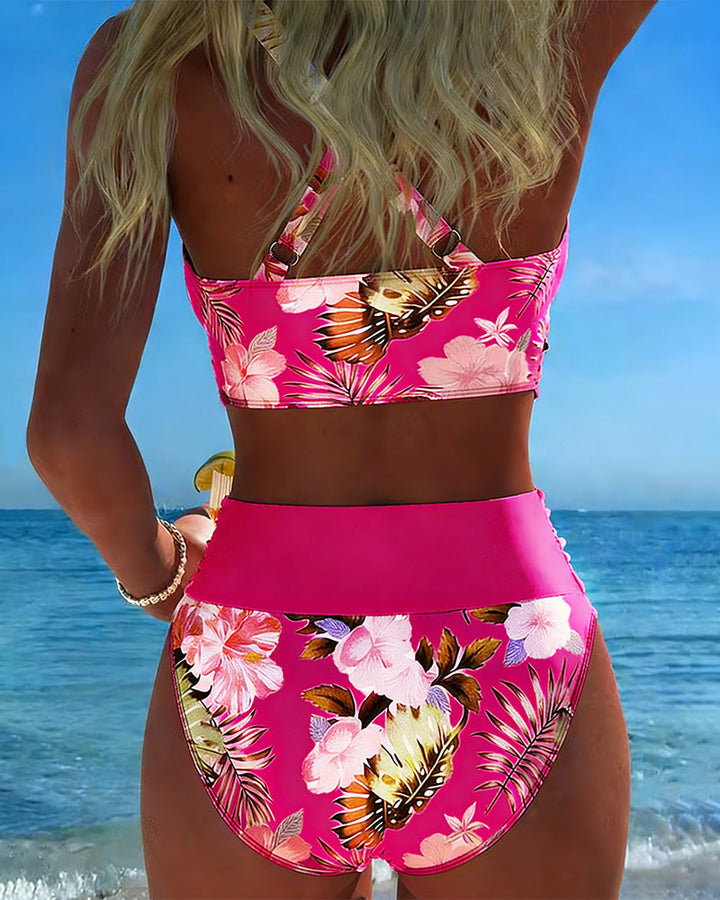 Eleonora | Bikini con Fantasia Floreale a Contrasto e Spacco