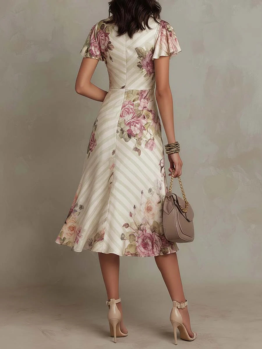 Clara | Abito Midi Satinato Florale Vintage