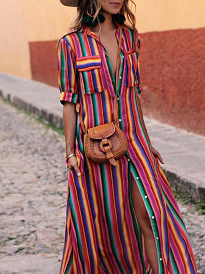 Daniela | Gonna maxi in stampa a righe estive casual