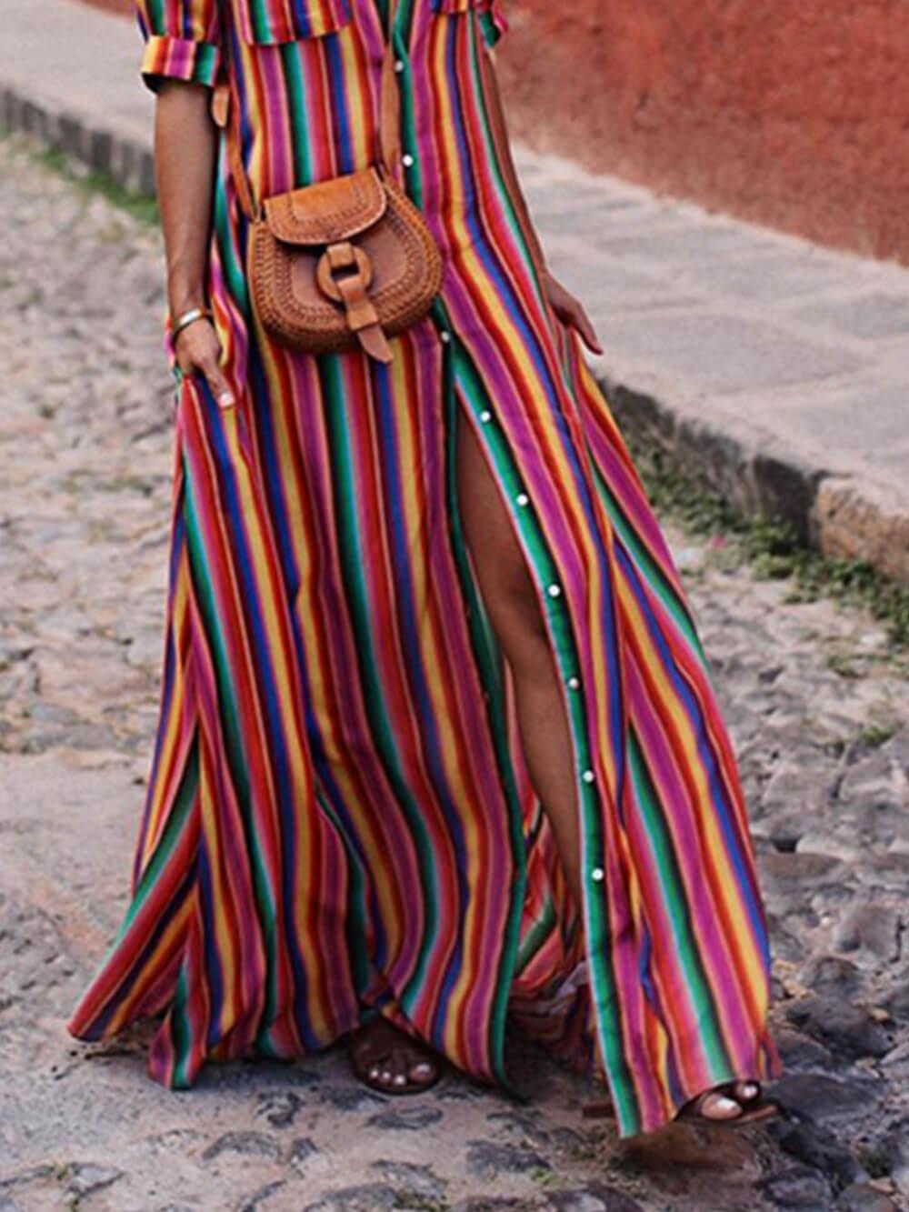 Daniela | Gonna maxi in stampa a righe estive casual