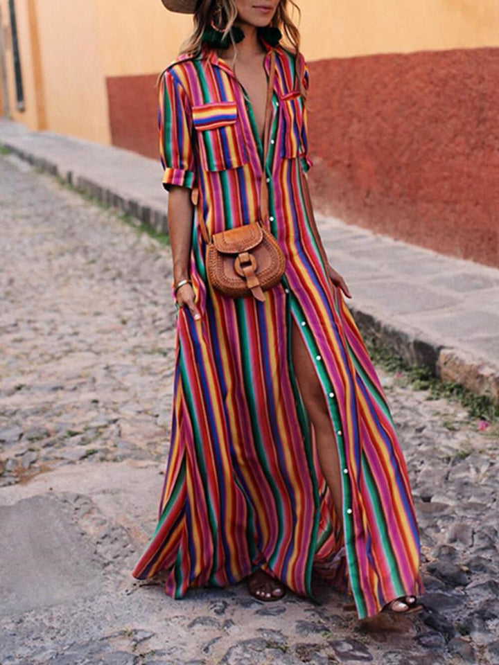 Daniela | Gonna maxi in stampa a righe estive casual