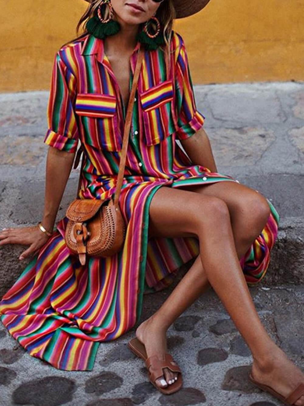 Daniela | Gonna maxi in stampa a righe estive casual