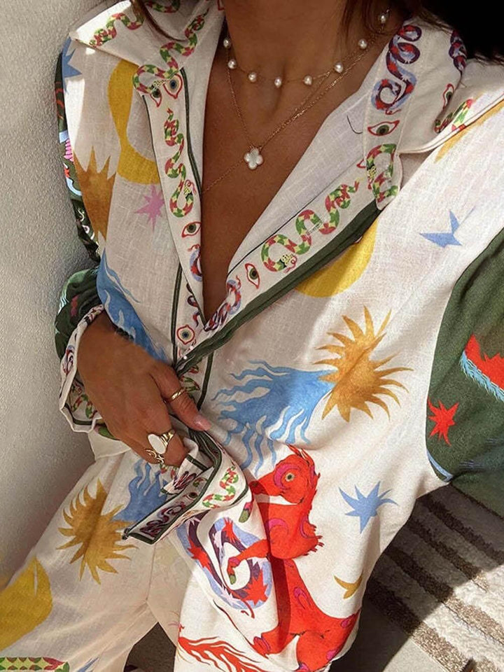 Chiara | Completo a Maniche Lunghe & Pantaloni con Vita Elastica