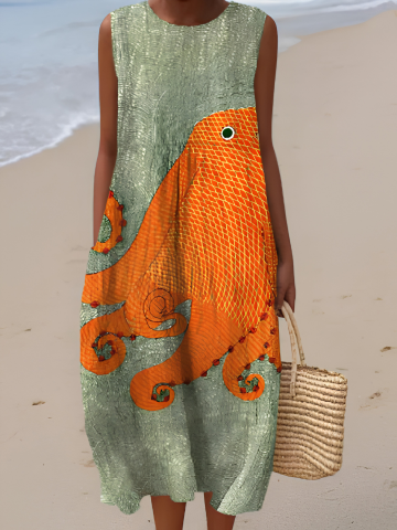 Gaia | Tess Abito Midi Oceanic