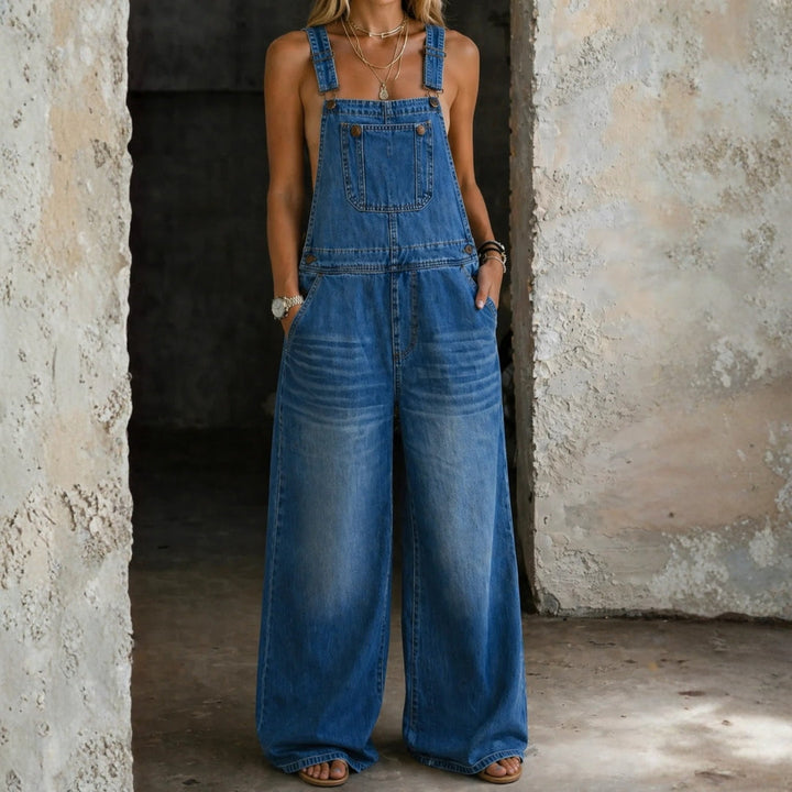 Giorgia - Salopette in denim con vita elasticizzata
