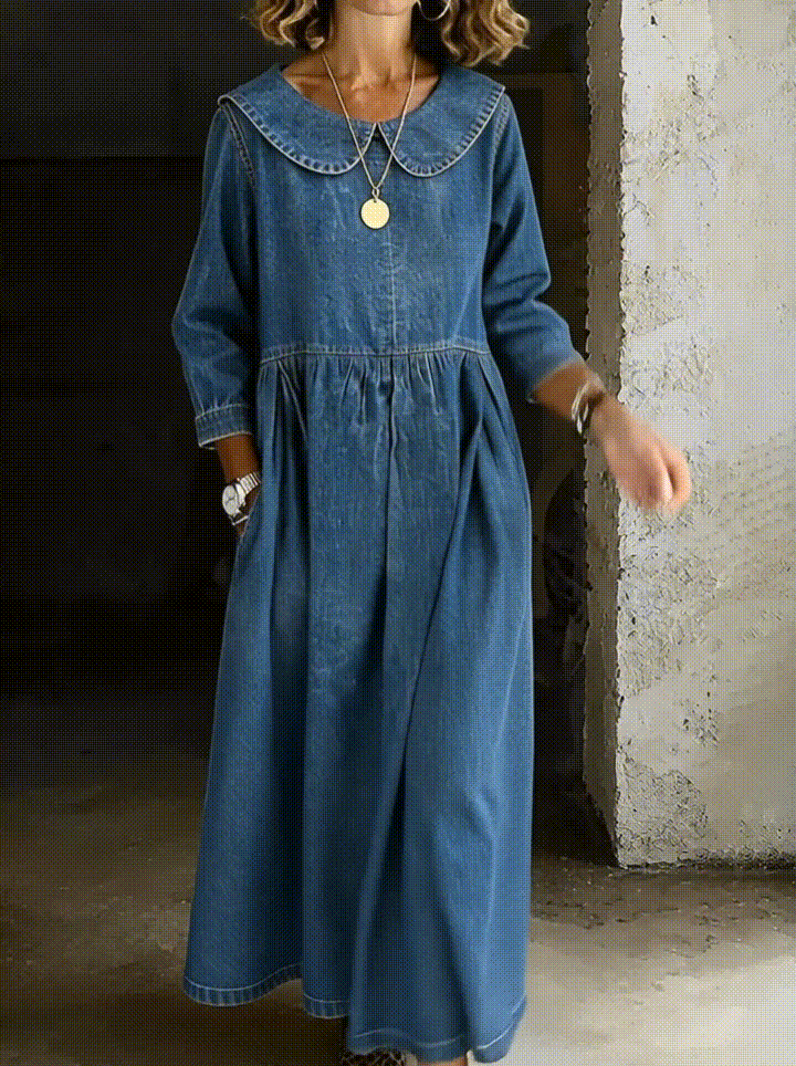 Lucia - Abito in denim con colletto Peter Pan