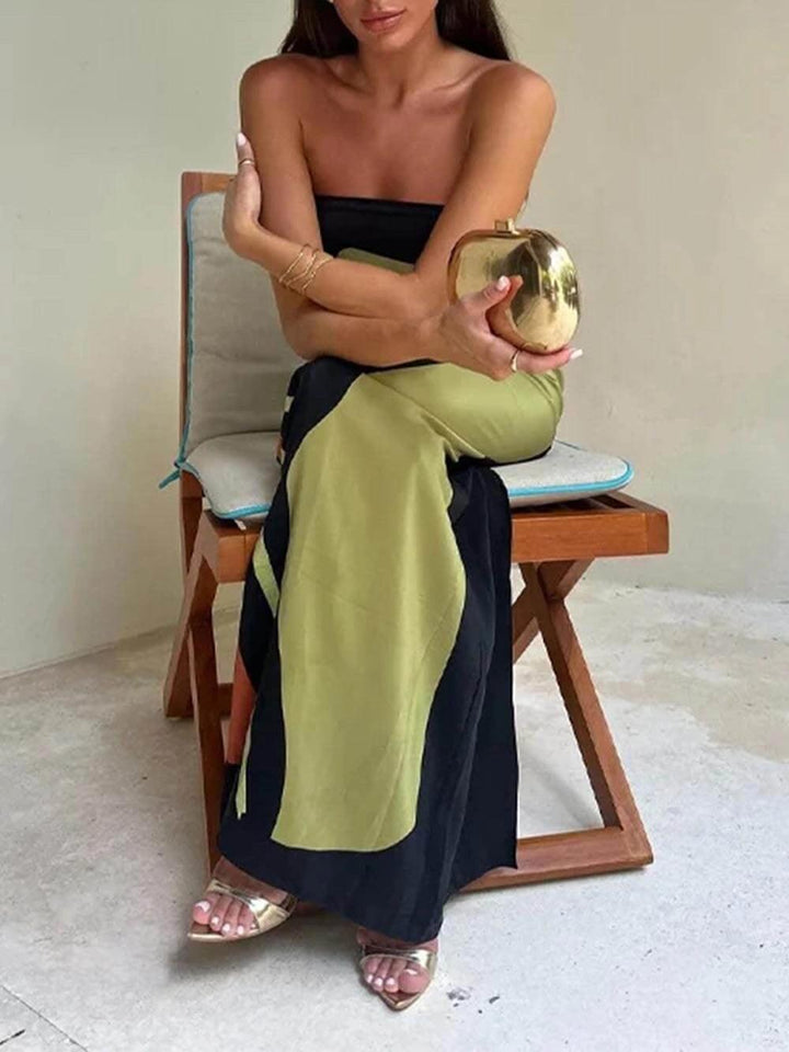 Ginevra | Abito da sera maxi stampato senza maniche in stile costiero