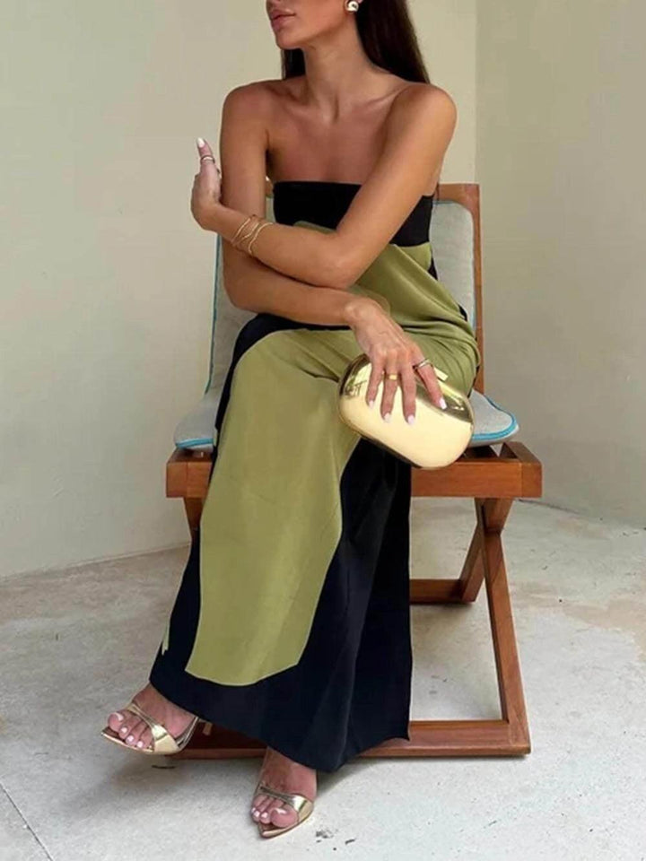 Ginevra | Abito da sera maxi stampato senza maniche in stile costiero