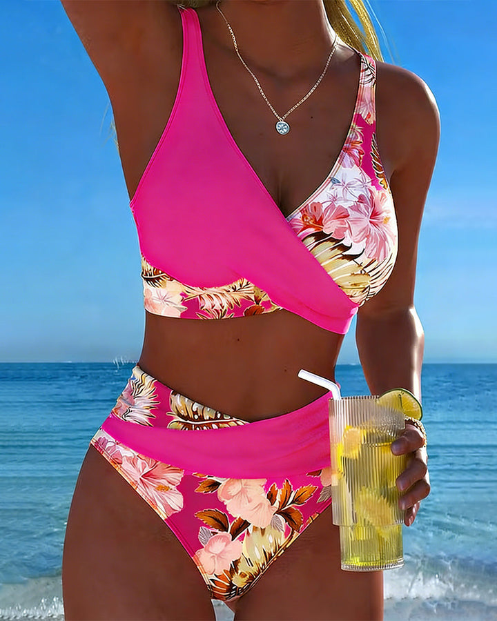 Eleonora | Bikini con Fantasia Floreale a Contrasto e Spacco