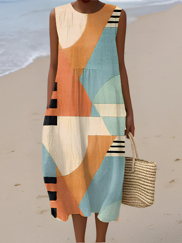 Bianca | Iris Abito Midi Geometrico