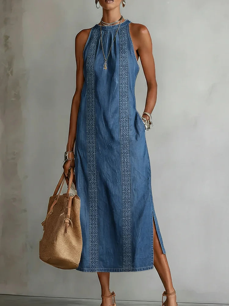 Cristina - Abito in denim con pizzo rétro