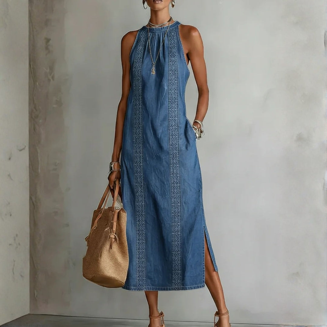 Cristina - Abito in denim con pizzo rétro