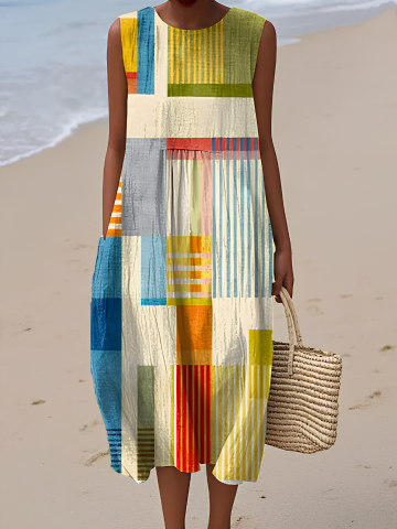 Sara | Eve Abito Midi Geometrico