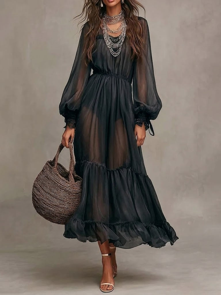 Naomi | Abito Midi Elegante con Collo a V
