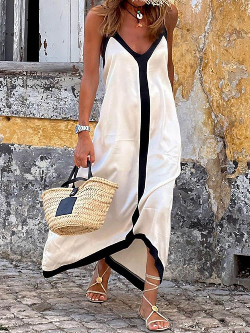 Sara | Abito Midi a Blocchi di Colore Stile Lavechic Île