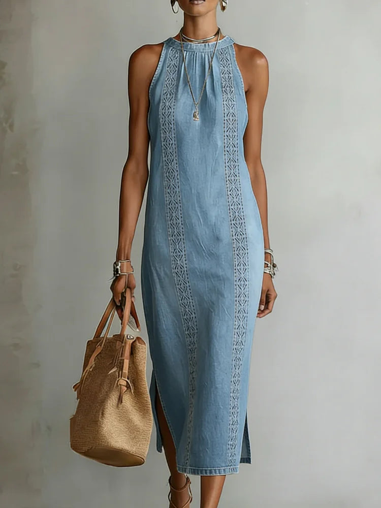 Cristina - Abito in denim con pizzo rétro