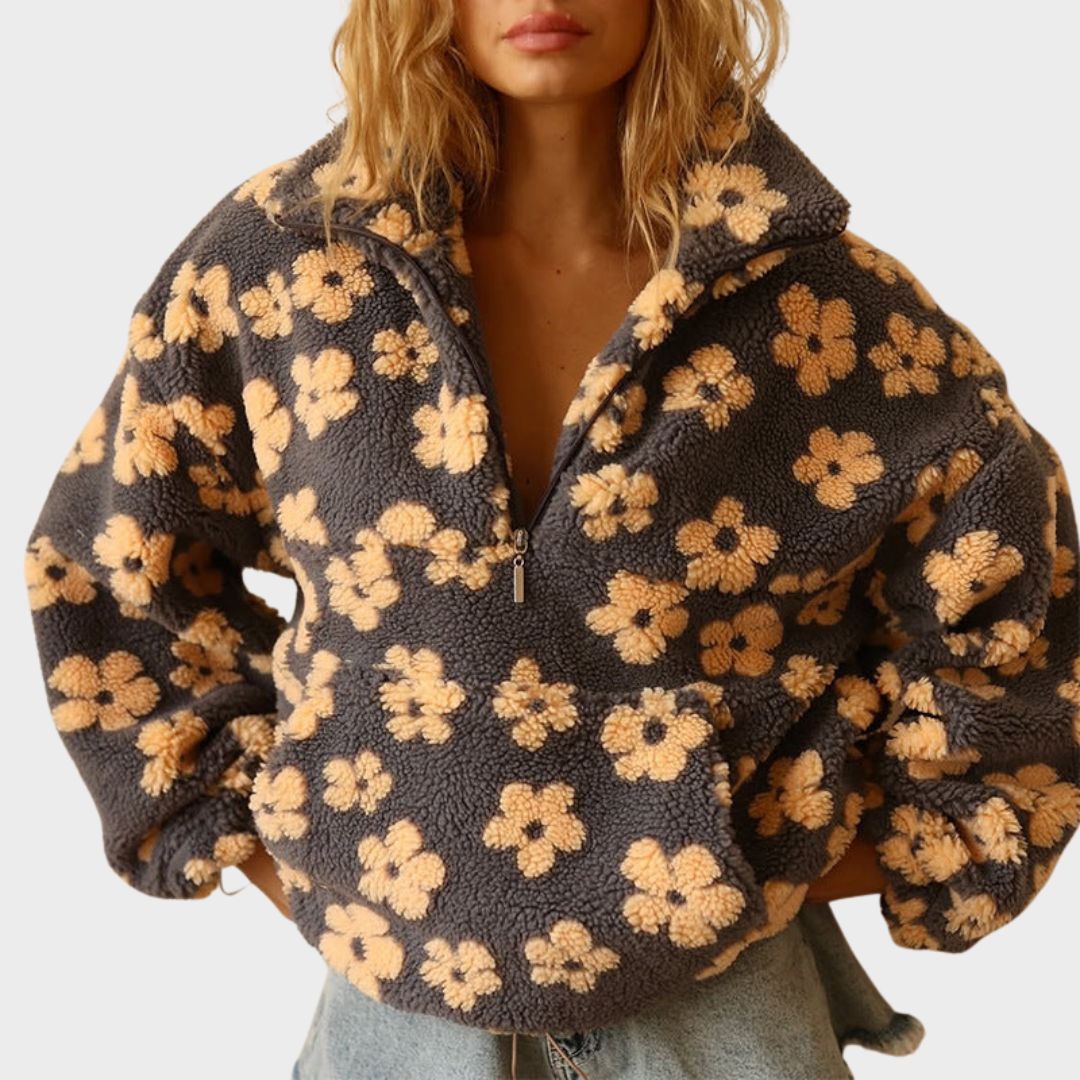 Valeria | Maglione in pile teddy con motivo floreale