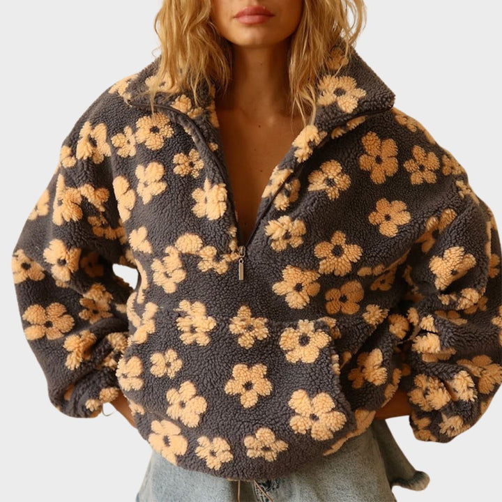 Valeria | Maglione in pile teddy con motivo floreale