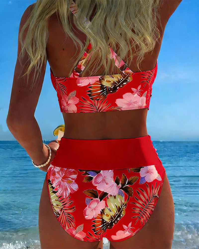 Eleonora | Bikini con Fantasia Floreale a Contrasto e Spacco