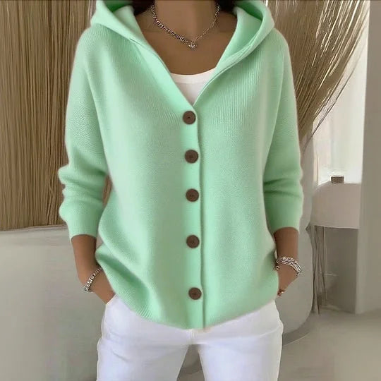 Marisse | Cardigan con cappuccio e bottoni