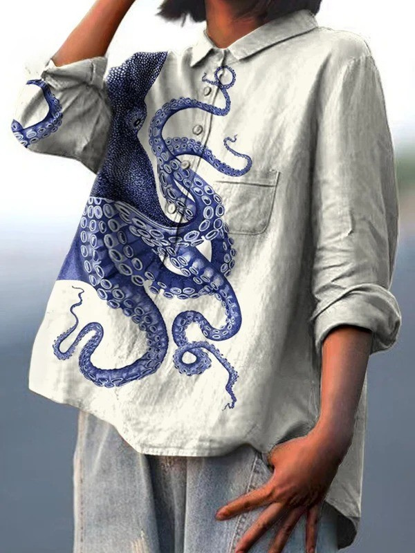 Carmen | Maglietta Casual con Arte di Tentacoli di Polpo
