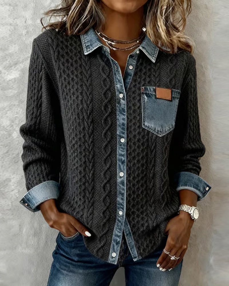 Cira | Camicia in maglia stile patchwork