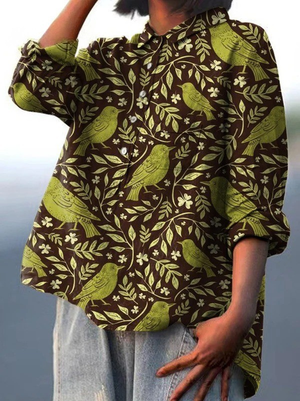 Remedios | Maglietta Casual in Stile Vintage con Motivo Floreale