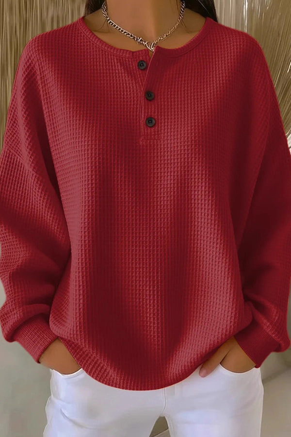Aurelie | Maglione in maglia waffle con bottoni