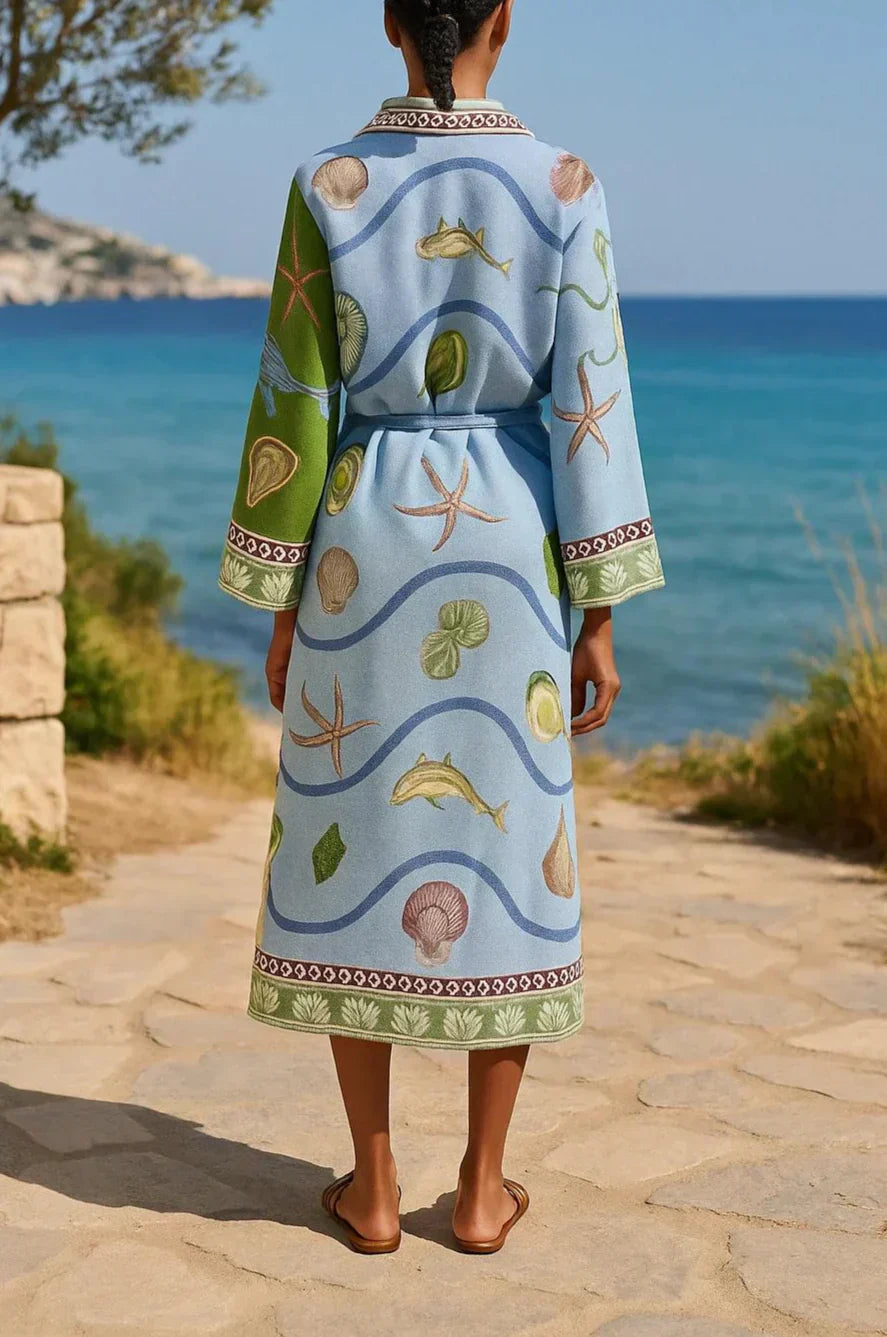 Sofia | Abito Chemise Midi Stampato con Cintura