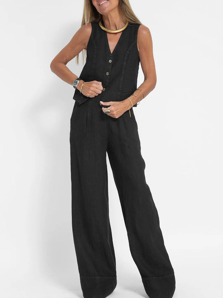Daniela | Completo Gilet Bottonato & Pantalone Largo