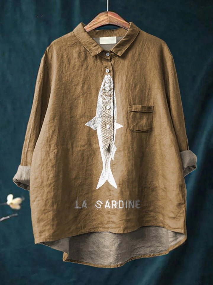 Amparo | T-shirt Casual con Stampa di Sardina