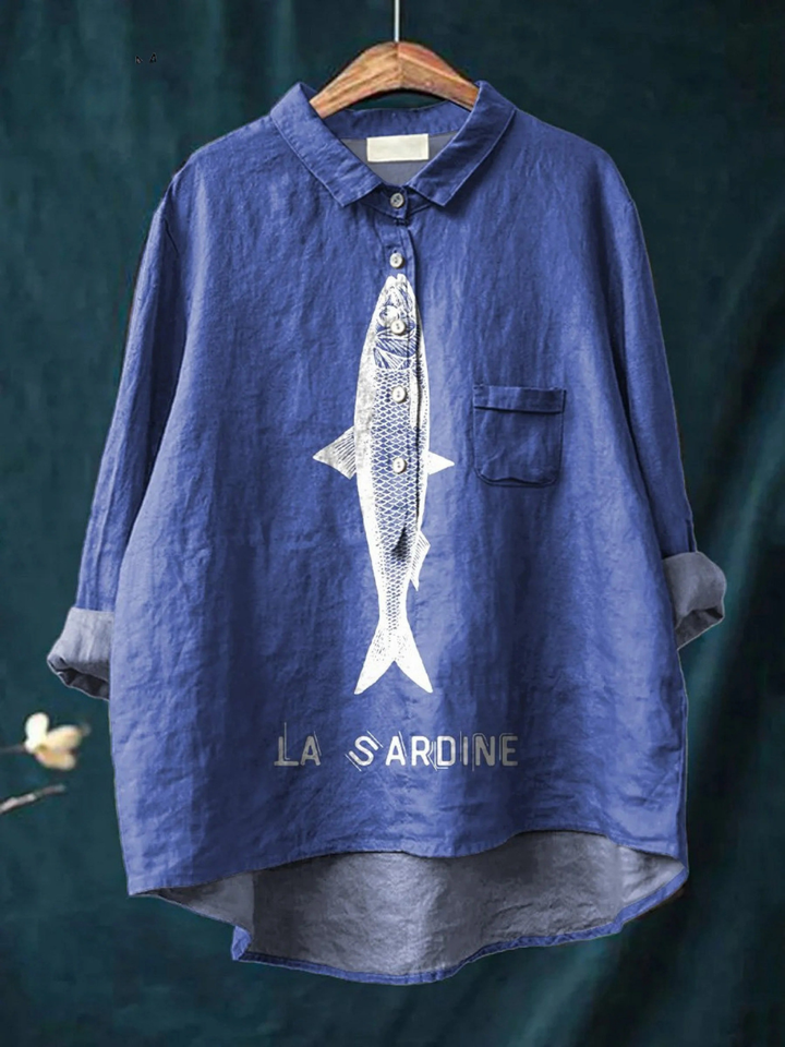 Amparo | T-shirt Casual con Stampa di Sardina