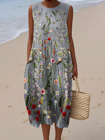 Carlotta | Cara Abito Midi Fiori di Campo