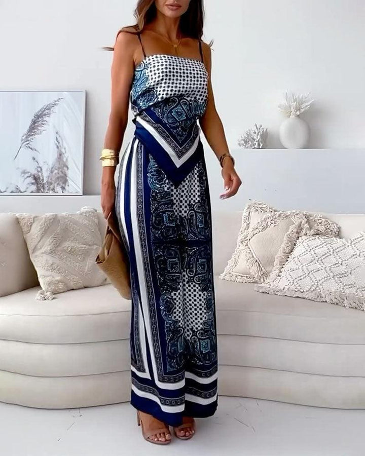 Diana | Set di due pezzi elegante con top a lacci e pantaloni pronti per le vacanze