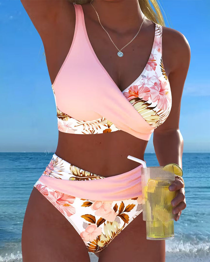 Eleonora | Bikini con Fantasia Floreale a Contrasto e Spacco