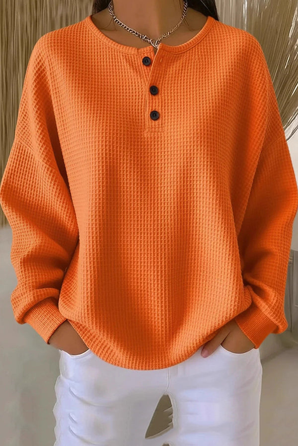 Aurelie | Maglione in maglia waffle con bottoni
