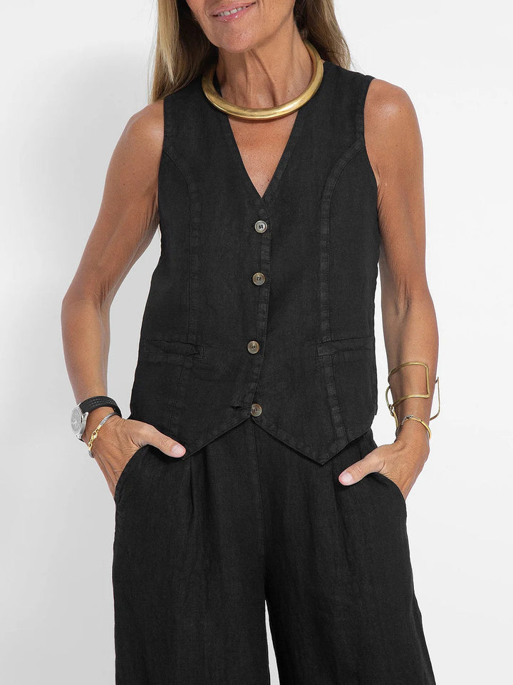 Daniela | Completo Gilet Bottonato & Pantalone Largo