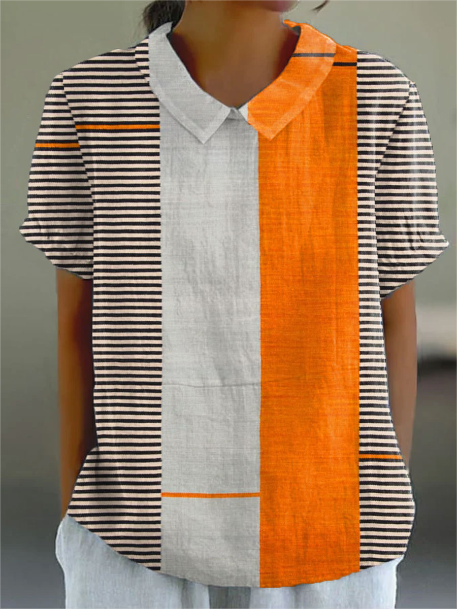Bianca | Camicia a Strisce a Blocchi di Colore