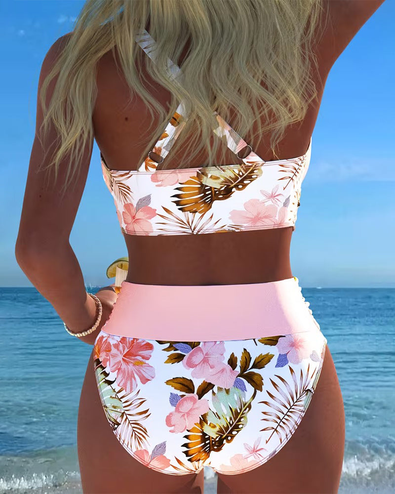 Eleonora | Bikini con Fantasia Floreale a Contrasto e Spacco