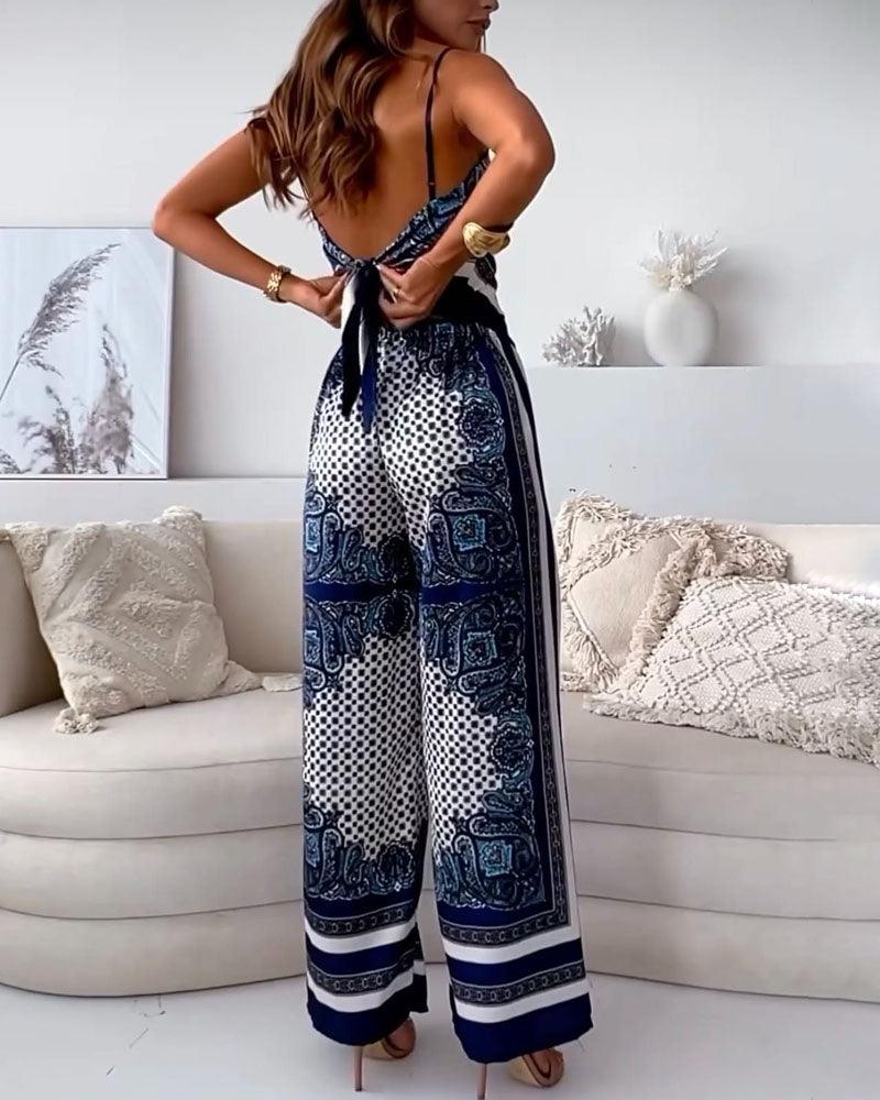 Diana | Set di due pezzi elegante con top a lacci e pantaloni pronti per le vacanze