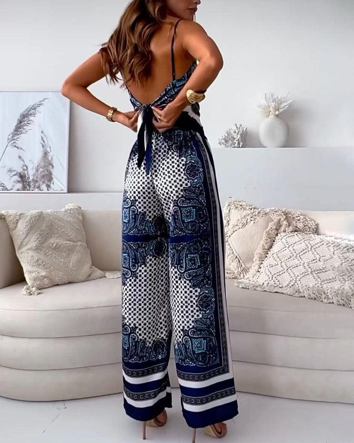 Diana | Set di due pezzi elegante con top a lacci e pantaloni pronti per le vacanze