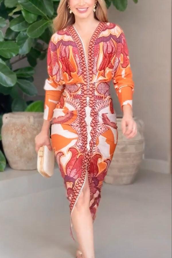 Eva | Abito Midi Dolman Stampato Unico Sole Estivo
