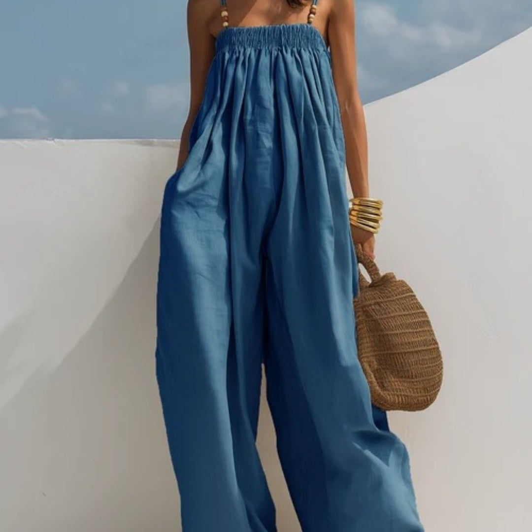 Nicole - Salopette in jeans a gamba larga
