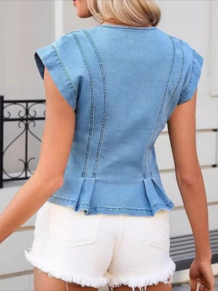 Matilde - Top in denim con scollo a V