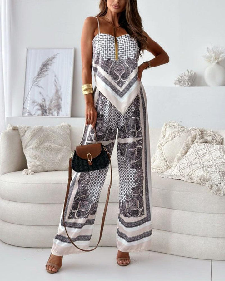 Diana | Set di due pezzi elegante con top a lacci e pantaloni pronti per le vacanze