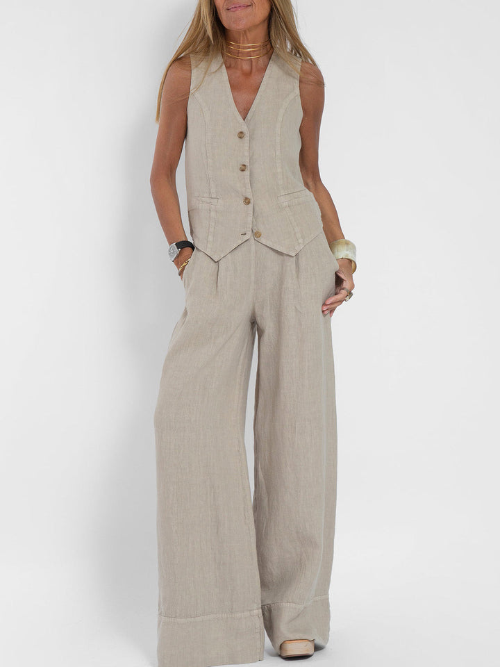 Daniela | Completo Gilet Bottonato & Pantalone Largo