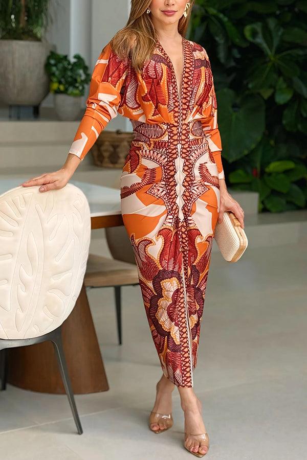 Eva | Abito Midi Dolman Stampato Unico Sole Estivo