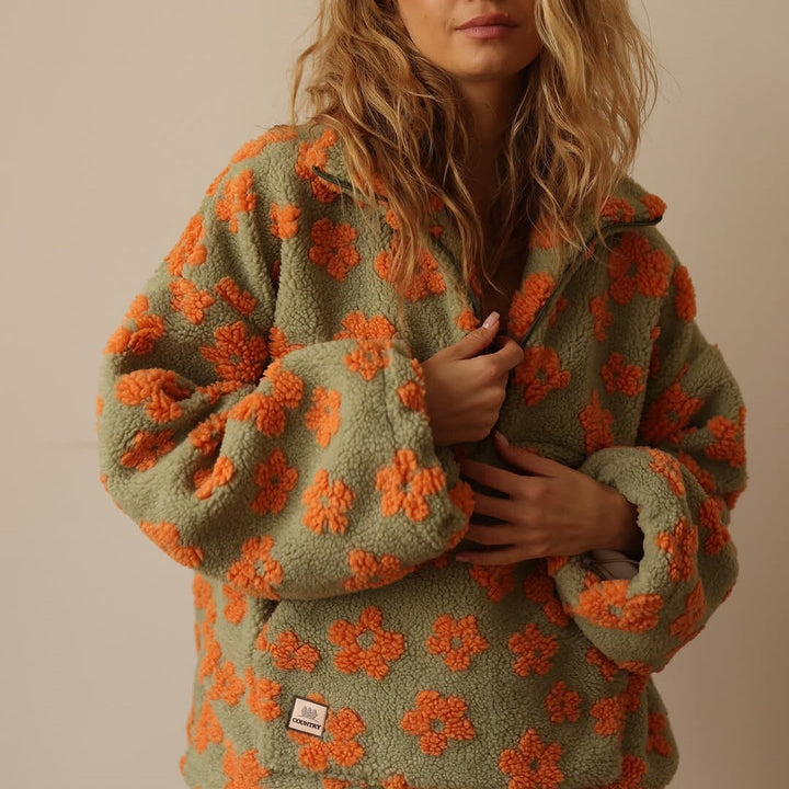 Valeria | Maglione in pile teddy con motivo floreale