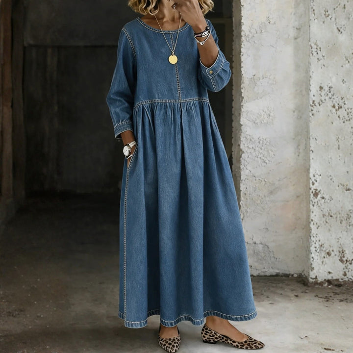 Lucia - Abito in denim con colletto Peter Pan